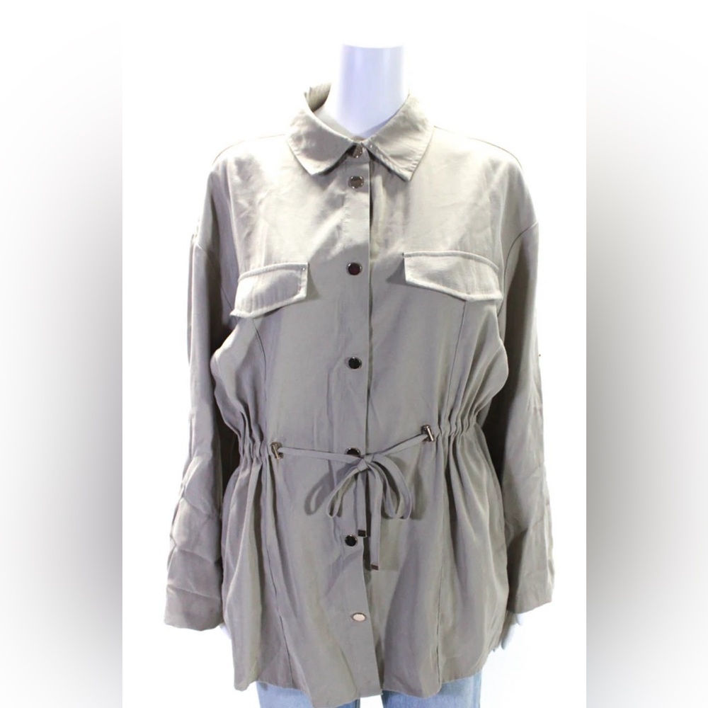 Zara Tan Jacket with Drawstring Waist #4